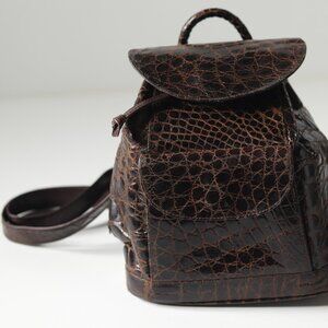Elegant Vintage Neiman Marcus Espresso Brown Genuine Alligator Backpack